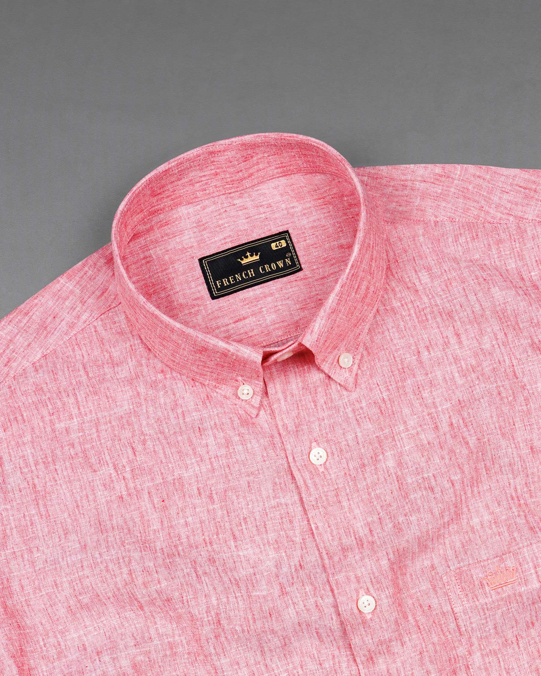 Kawaii Pink Luxurious Linen Shirt sold by French Crown product image thumbnail 4
