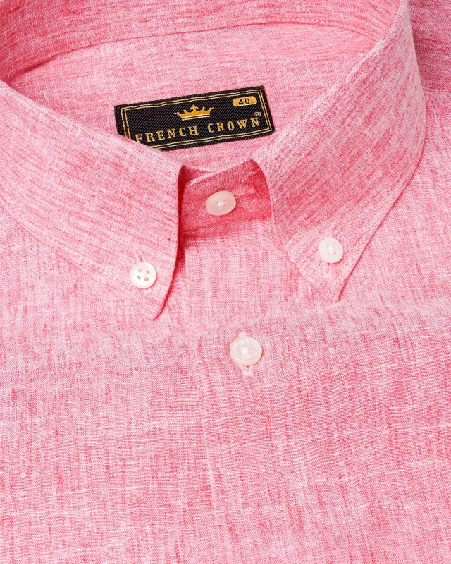 Kawaii Pink Luxurious Linen Shirt sold by French Crown