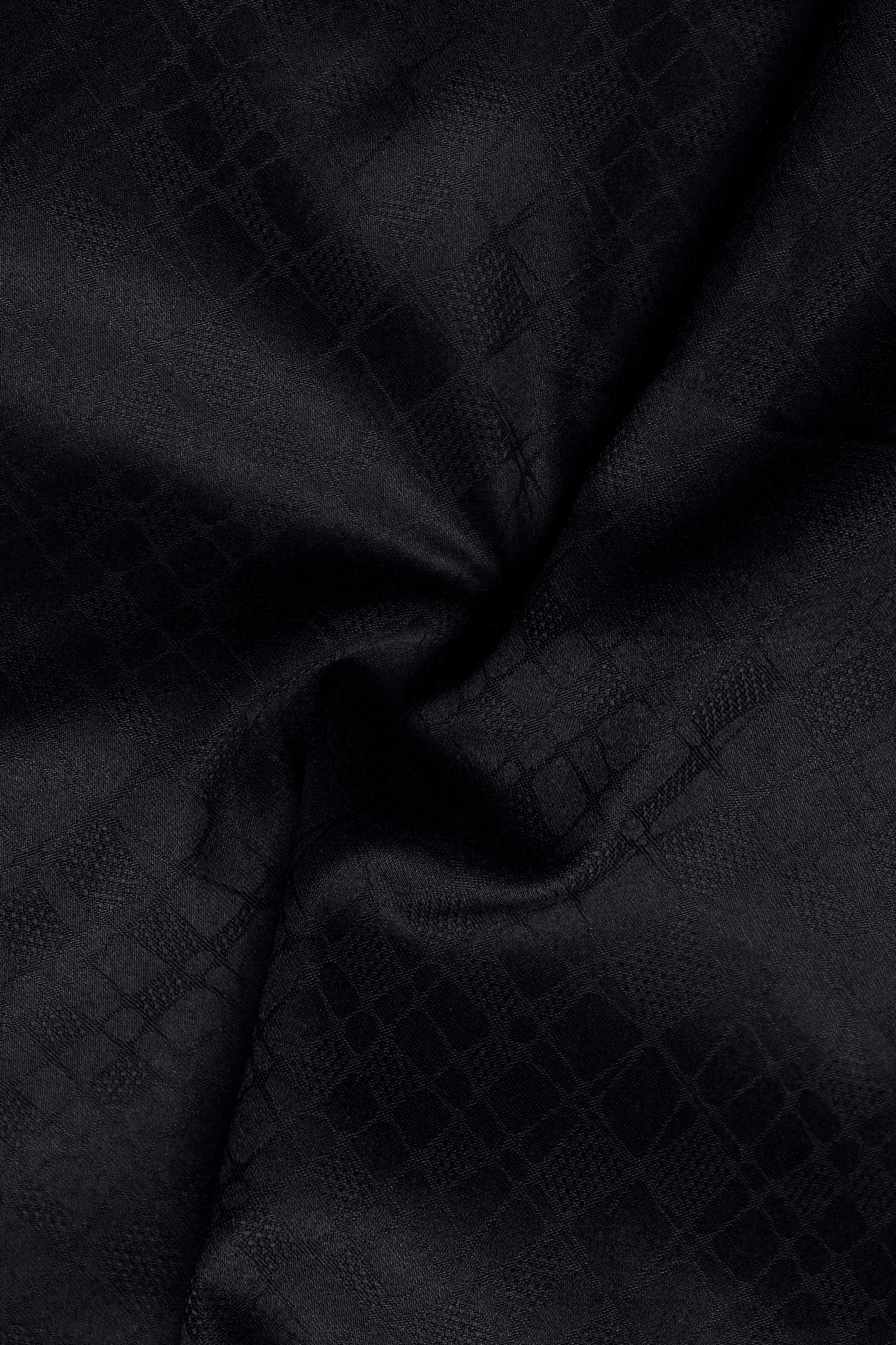 Noir-Jade Black Jacquard Textured Premium Giza Cotton Dress Shirt sold by French Crown product image thumbnail 2