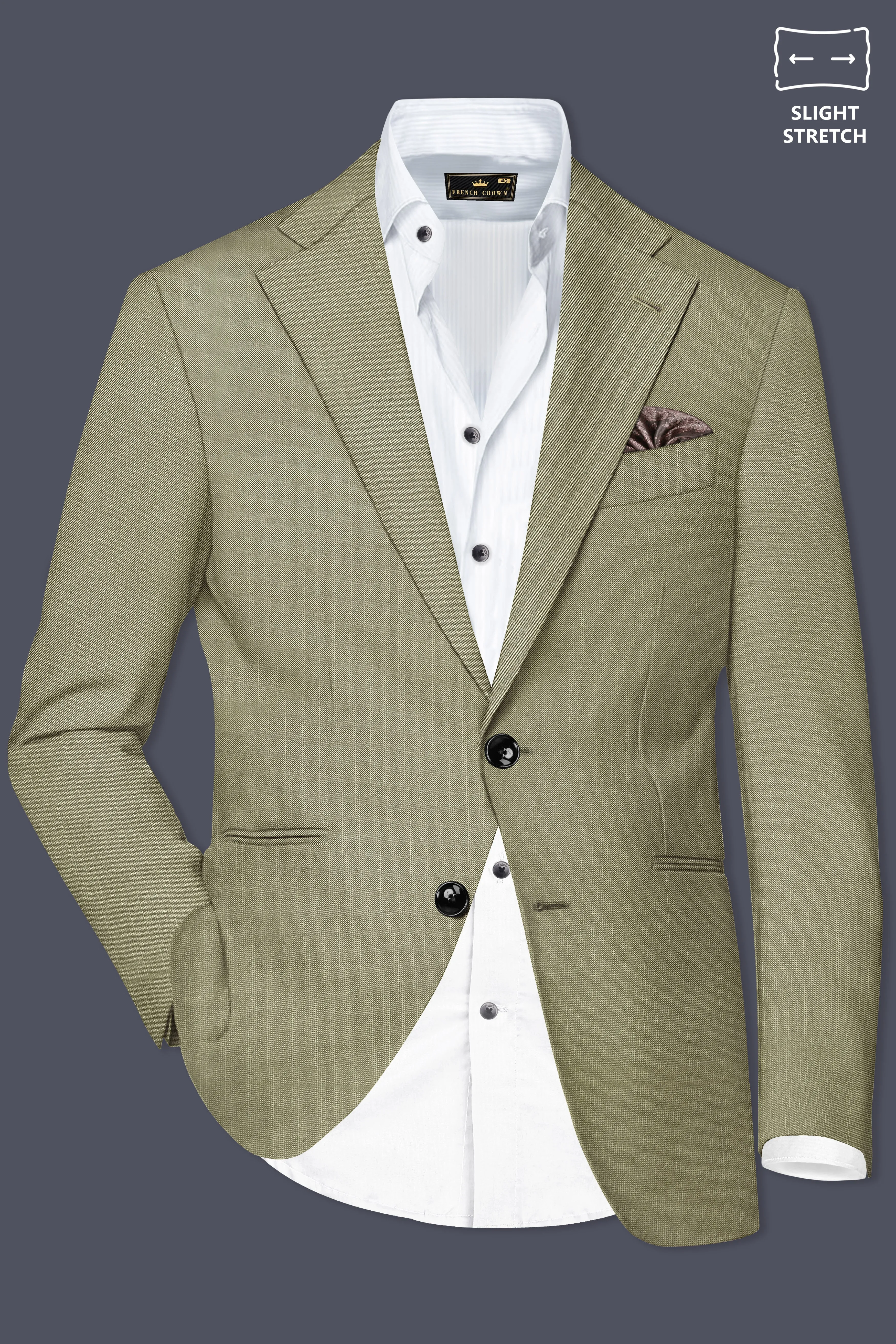 Citron-Lemon Grass Green Solid Wool Rich Single Breasted Slight Stretch Blazer sold by French Crown product image thumbnail 2