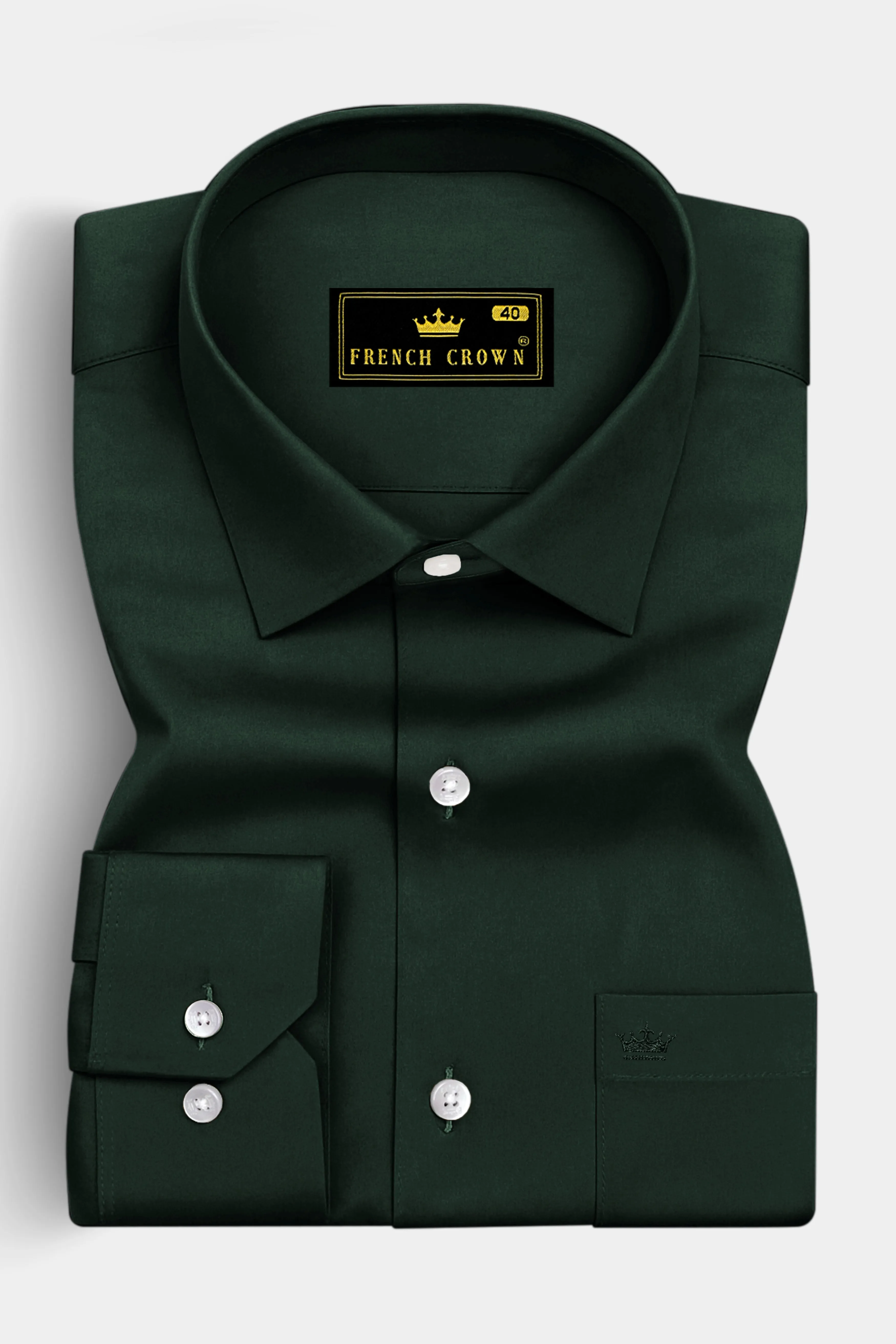 Thalvoro-Phthalo Green Subtle Sheen Super Soft Premium Cotton Dress Shirt sold by French Crown product image thumbnail 4