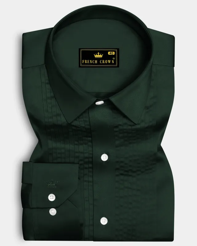 Thalvoro-Phthalo Green Subtle Sheen Super Soft Premium Cotton Tuxedo Shirt sold by French Crown