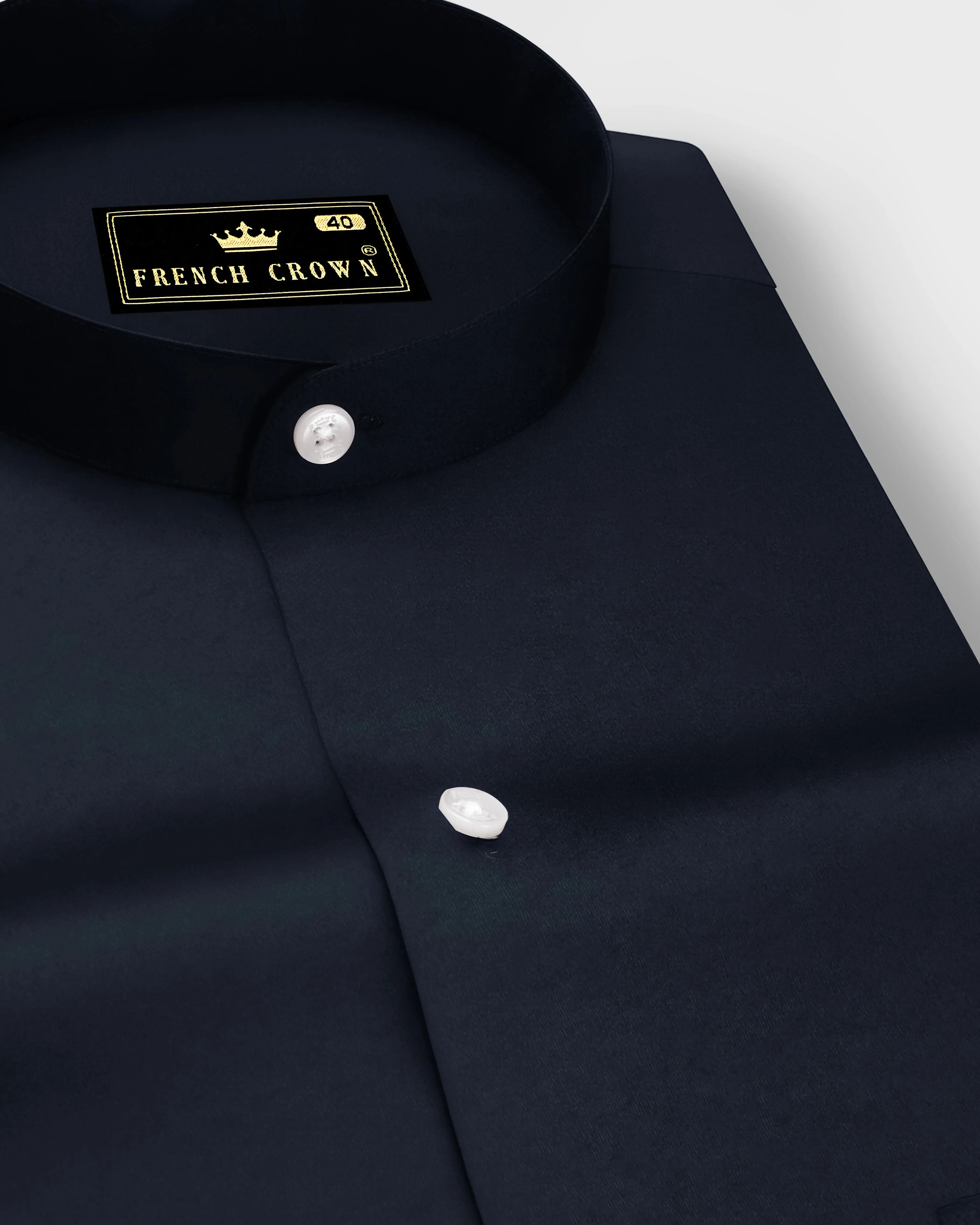 Bluvoro-Haiti Gray Subtle Sheen Super Soft Premium Cotton Mandarin Shirt sold by French Crown