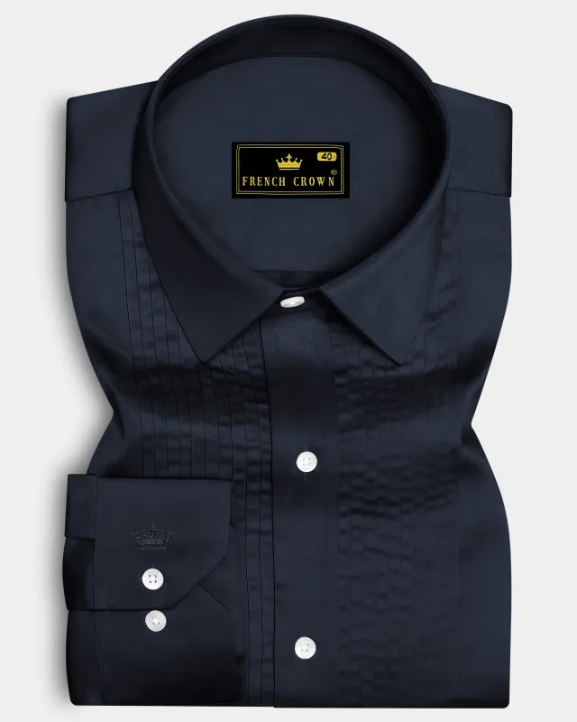 Bluvoro-Haiti Gray Subtle Sheen Super Soft Premium Cotton Tuxedo Shirt sold by French Crown