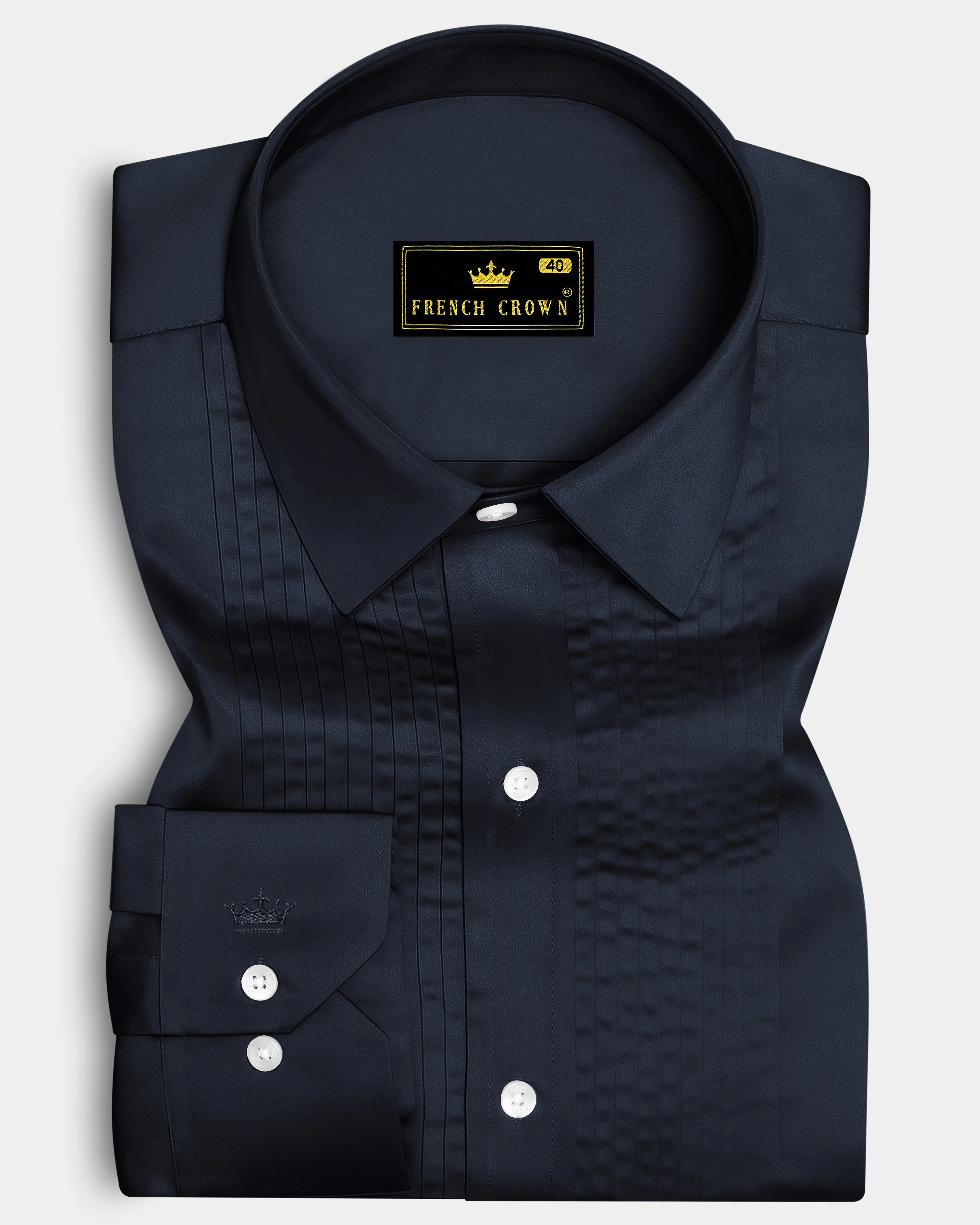 Bluvoro-Haiti Gray Subtle Sheen Super Soft Premium Cotton Tuxedo Shirt sold by French Crown