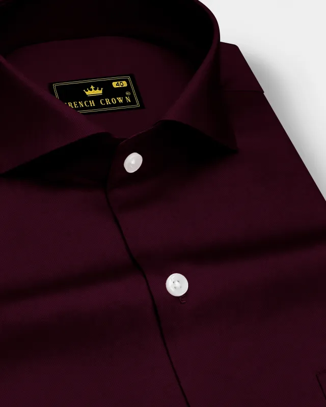 Lustravo-Tamarind Maroon Subtle Sheen Super Soft Premium Cotton Cut Away Collar Dress Shirt sold by French Crown