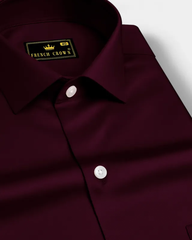 Lustravo-Tamarind Maroon Subtle Sheen Super Soft Premium Cotton Dress Shirt sold by French Crown