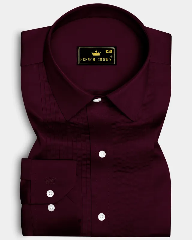Lustravo-Tamarind Maroon Subtle Sheen Super Soft Premium Cotton Tuxedo Shirt sold by French Crown
