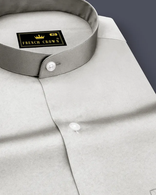 Aurequil-Quil Gray Subtle Sheen Super Soft Premium Cotton Mandarin Shirt sold by French Crown
