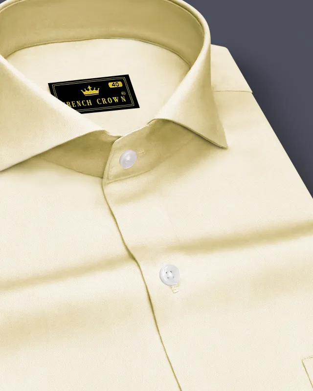 Aurewheat-Wheatfield Cream Subtle Sheen Super Soft Premium Cotton Cut Away Collar Dress Shirt sold by French Crown