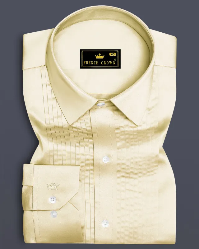 Aurewheat-Wheatfield Cream Subtle Sheen Super Soft Premium Cotton Tuxedo Shirt sold by French Crown