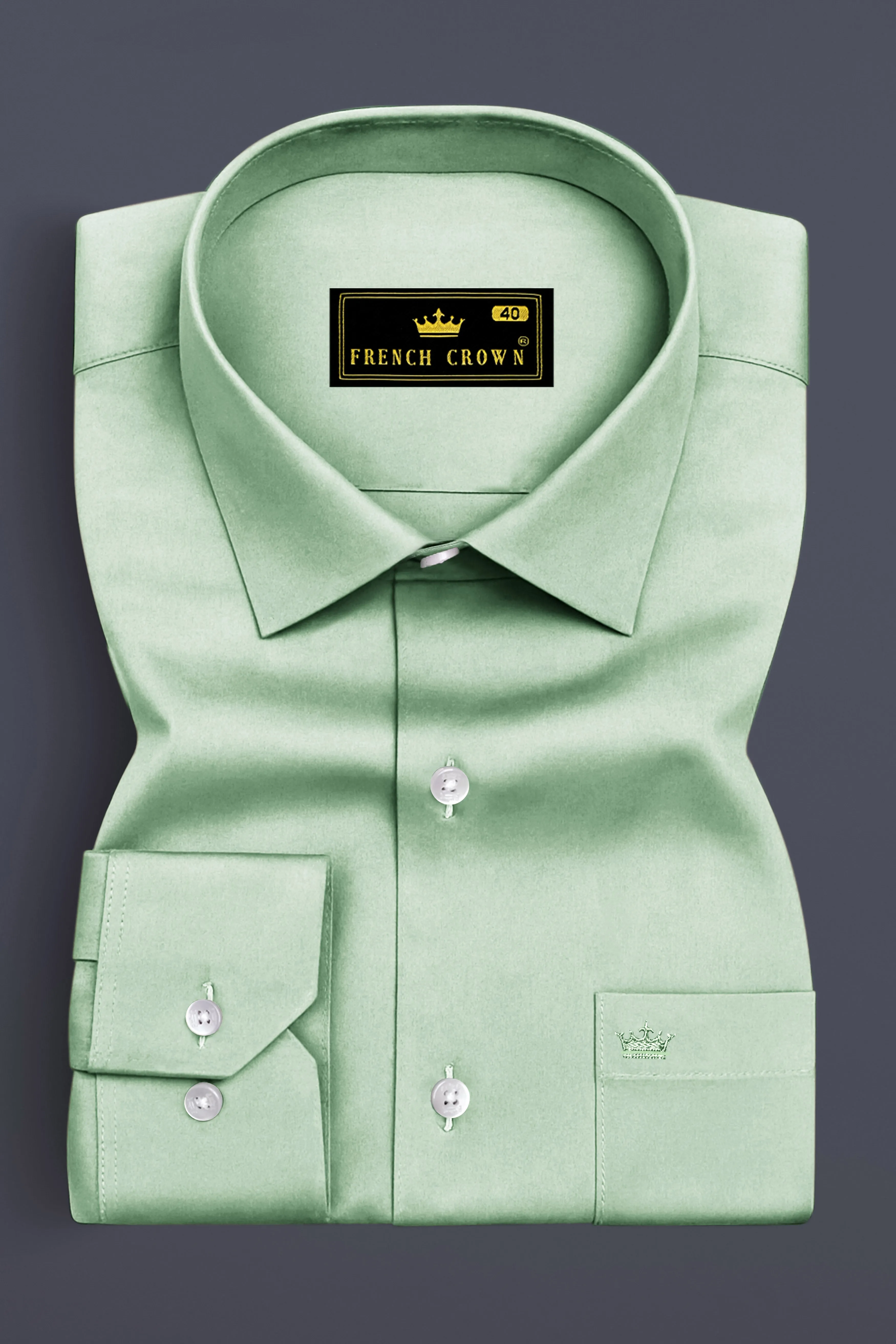 Verdoro-Spring Green Subtle Sheen Super Soft Premium Cotton Dress Shirt sold by French Crown product image thumbnail 4
