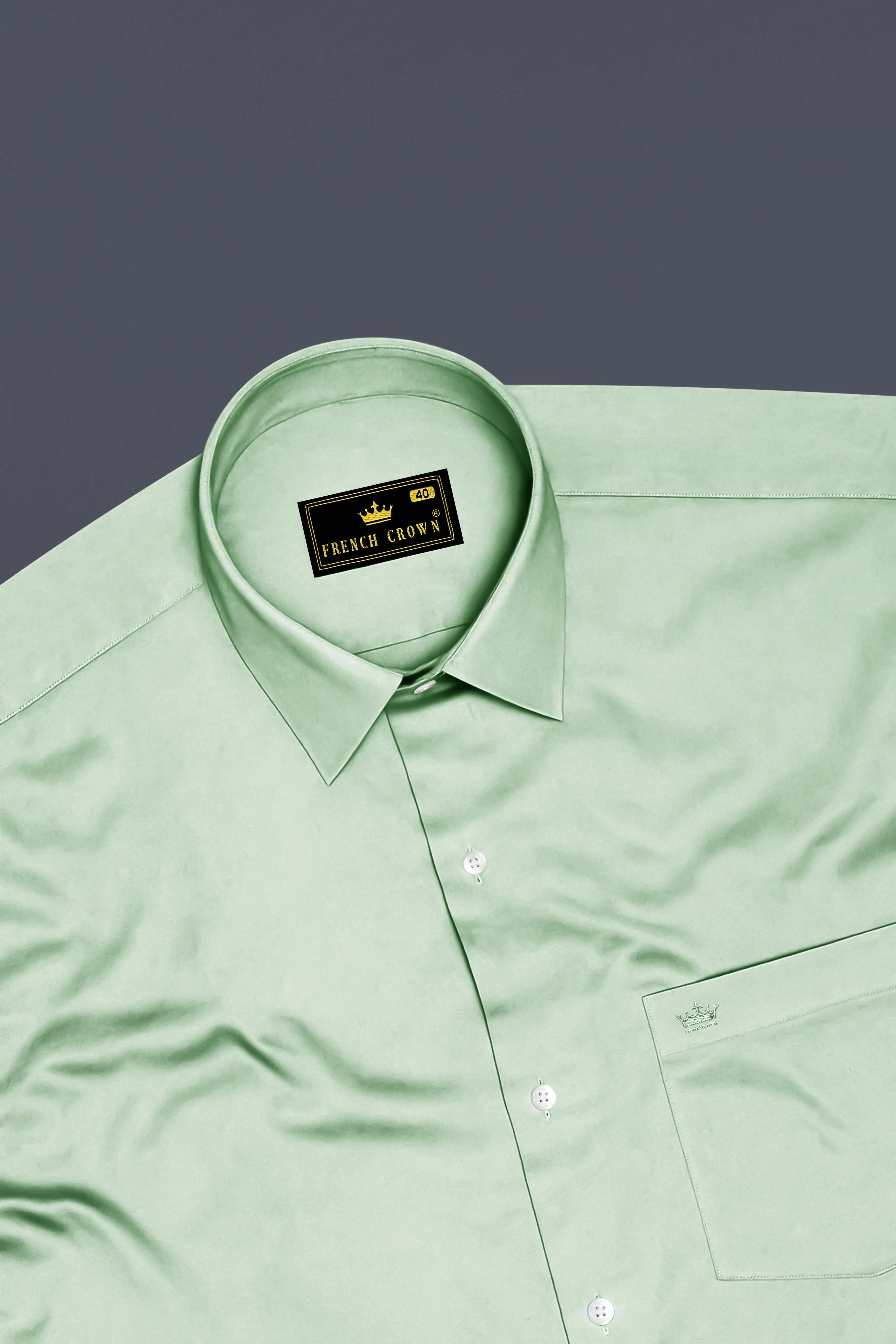 Verdoro-Spring Green Subtle Sheen Super Soft Premium Cotton Dress Shirt sold by French Crown product image thumbnail 5