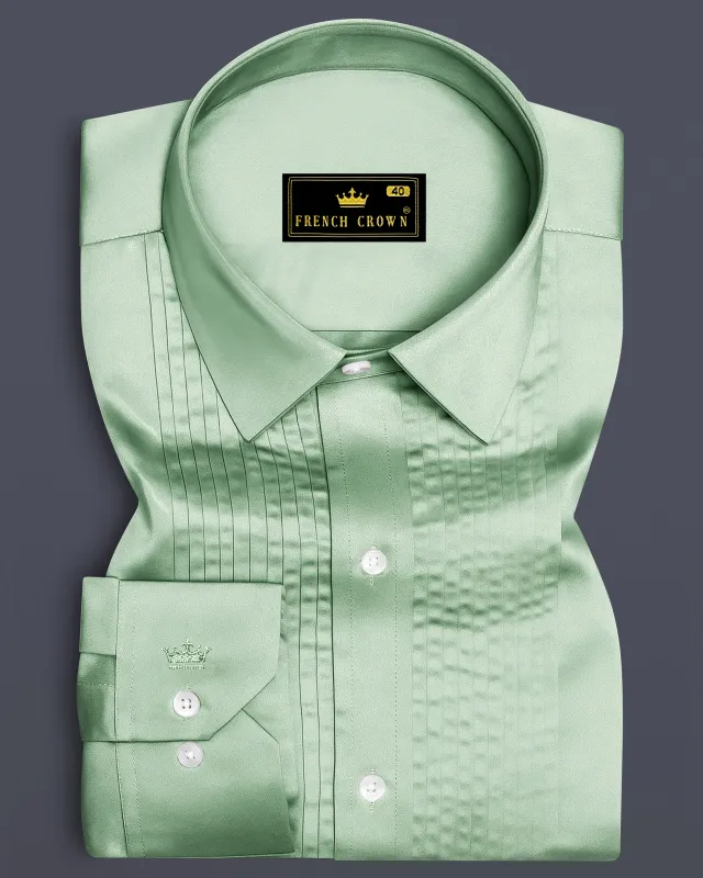 Verdoro-Spring Green Subtle Sheen Super Soft Premium Cotton Tuxedo Shirt sold by French Crown