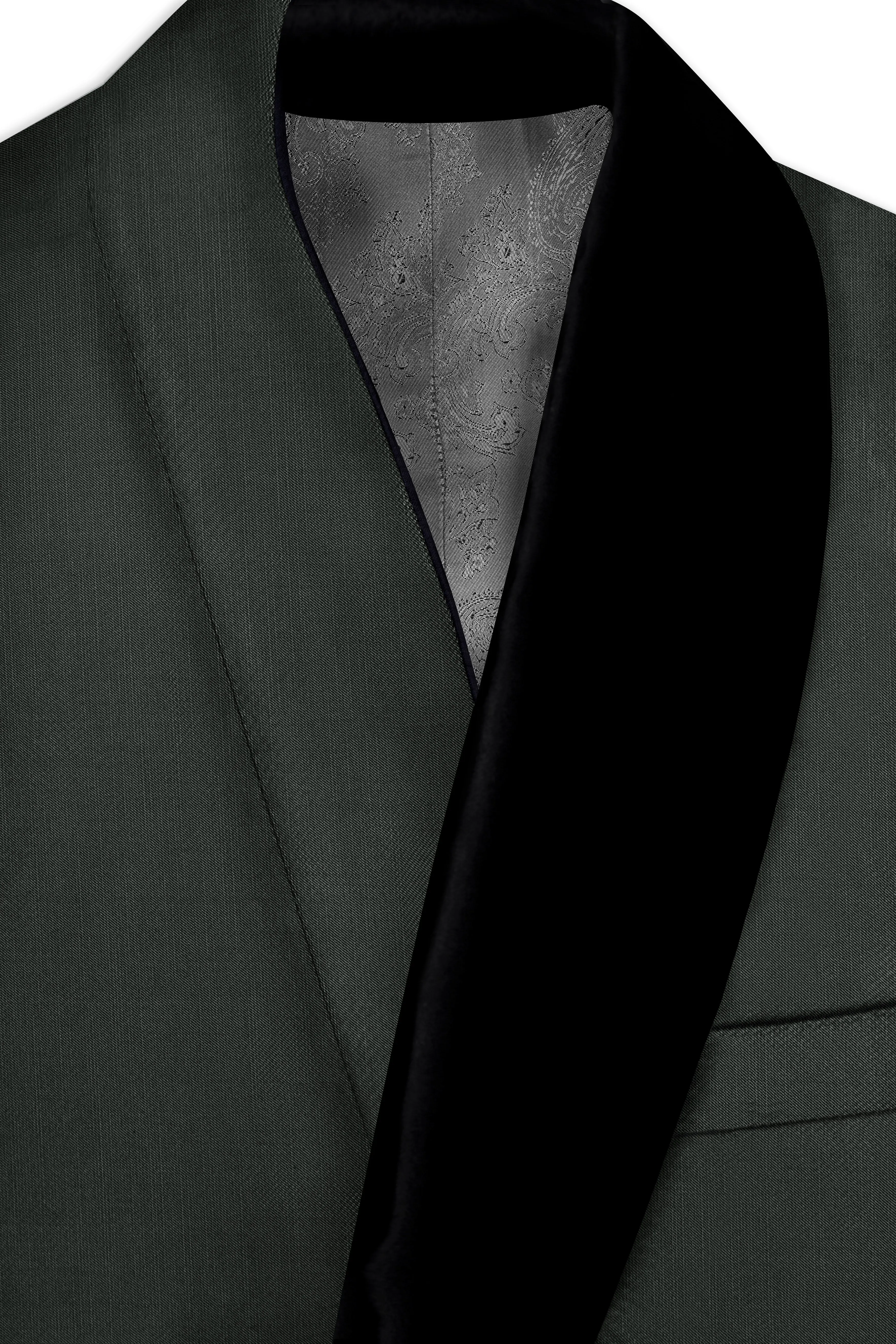 Shafton-Mine Shaft Green Wool Rich Tuxedo Slight Stretch Blazer sold by French Crown product image thumbnail 4