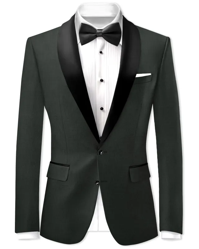 Shafton-Mine Shaft Green Wool Rich Tuxedo Slight Stretch Blazer made by French Crown