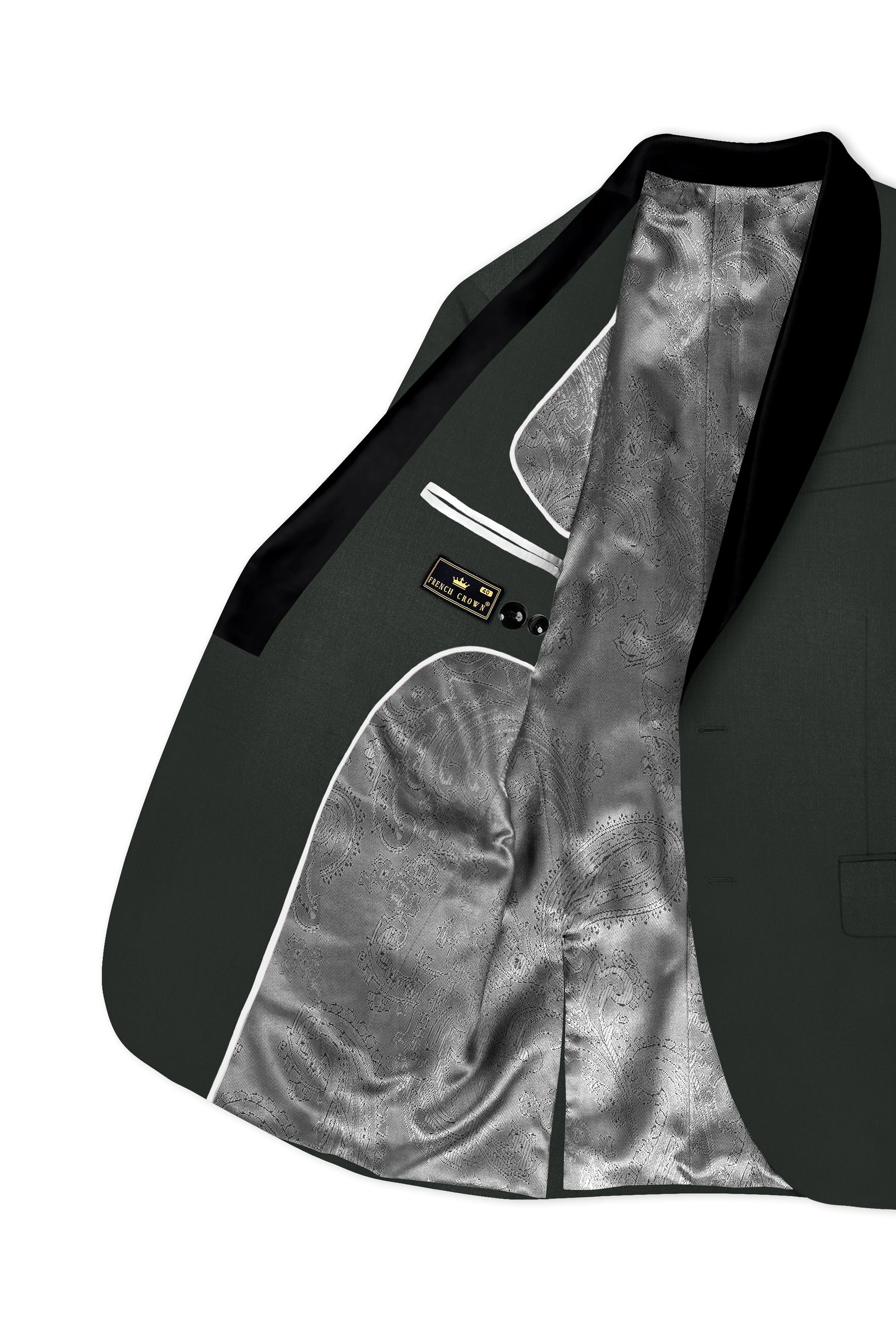 Shafton-Mine Shaft Green Wool Rich Tuxedo Slight Stretch Blazer sold by French Crown product image thumbnail 5