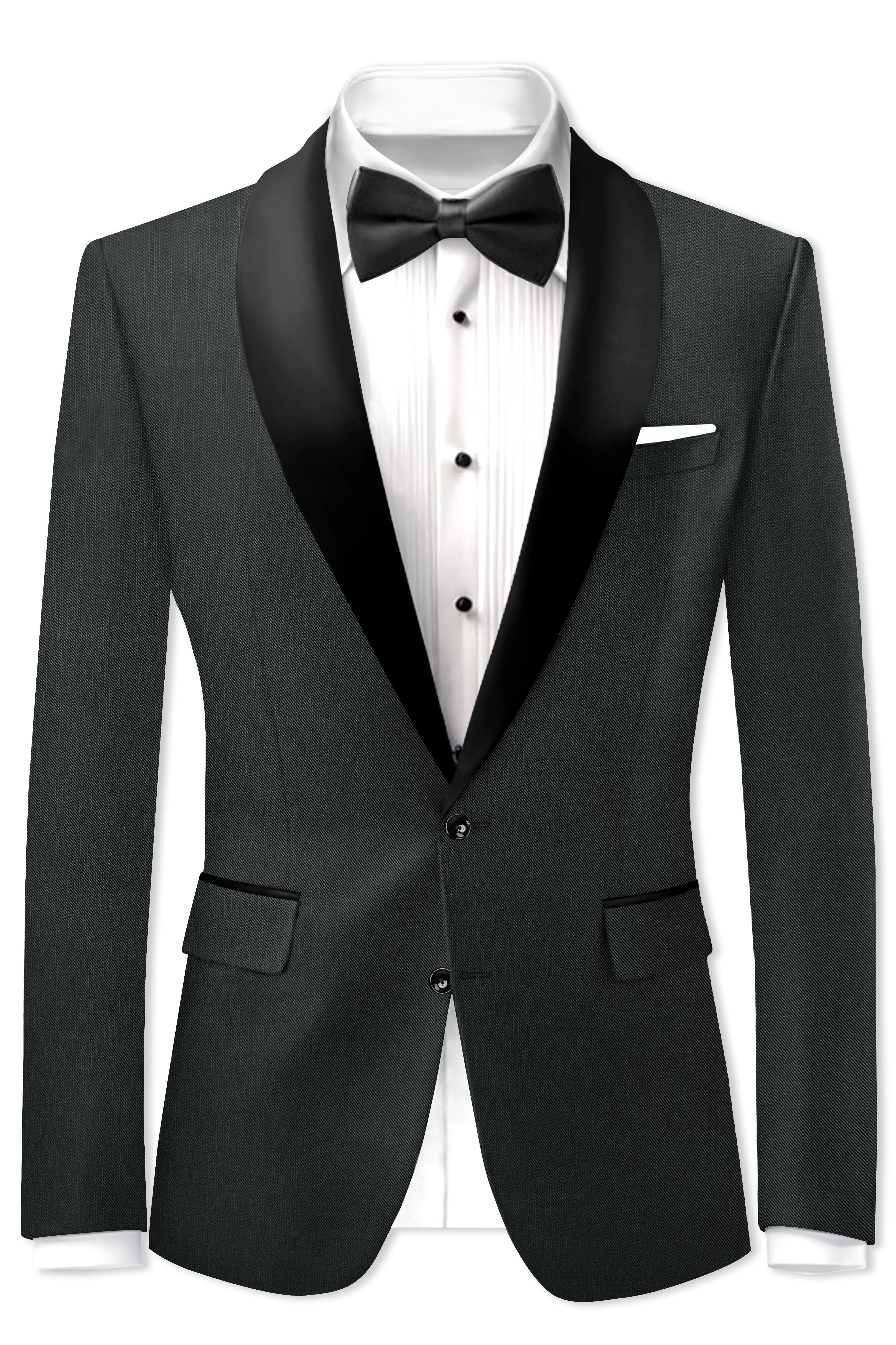 Shafton-Mine Shaft Green Wool Rich Tuxedo Slight Stretch Blazer sold by French Crown product image thumbnail 2