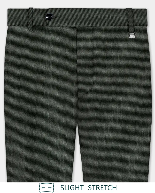 Shafton-Mine Shaft Green Solid Wool Rich Slight Stretch Waistband Pant sold by French Crown