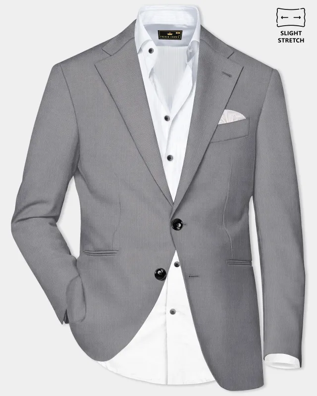 Dorian-Friar Gray Solid Wool Rich Single Breasted Slight Stretch Blazer sold by French Crown