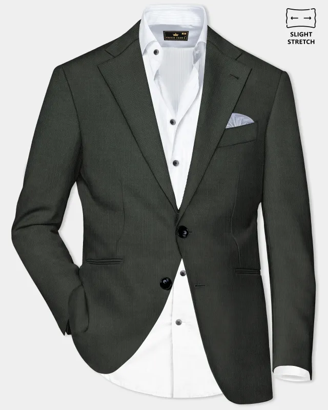 Shafton-Mine Shaft Green Solid Wool Rich Single Breasted Slight Stretch Blazer sold by French Crown