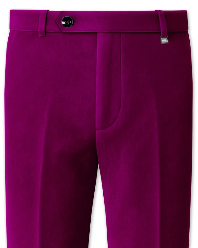 Velcrimora-Mulberry Purple Velvet Stretchable Waistband Pant sold by French Crown