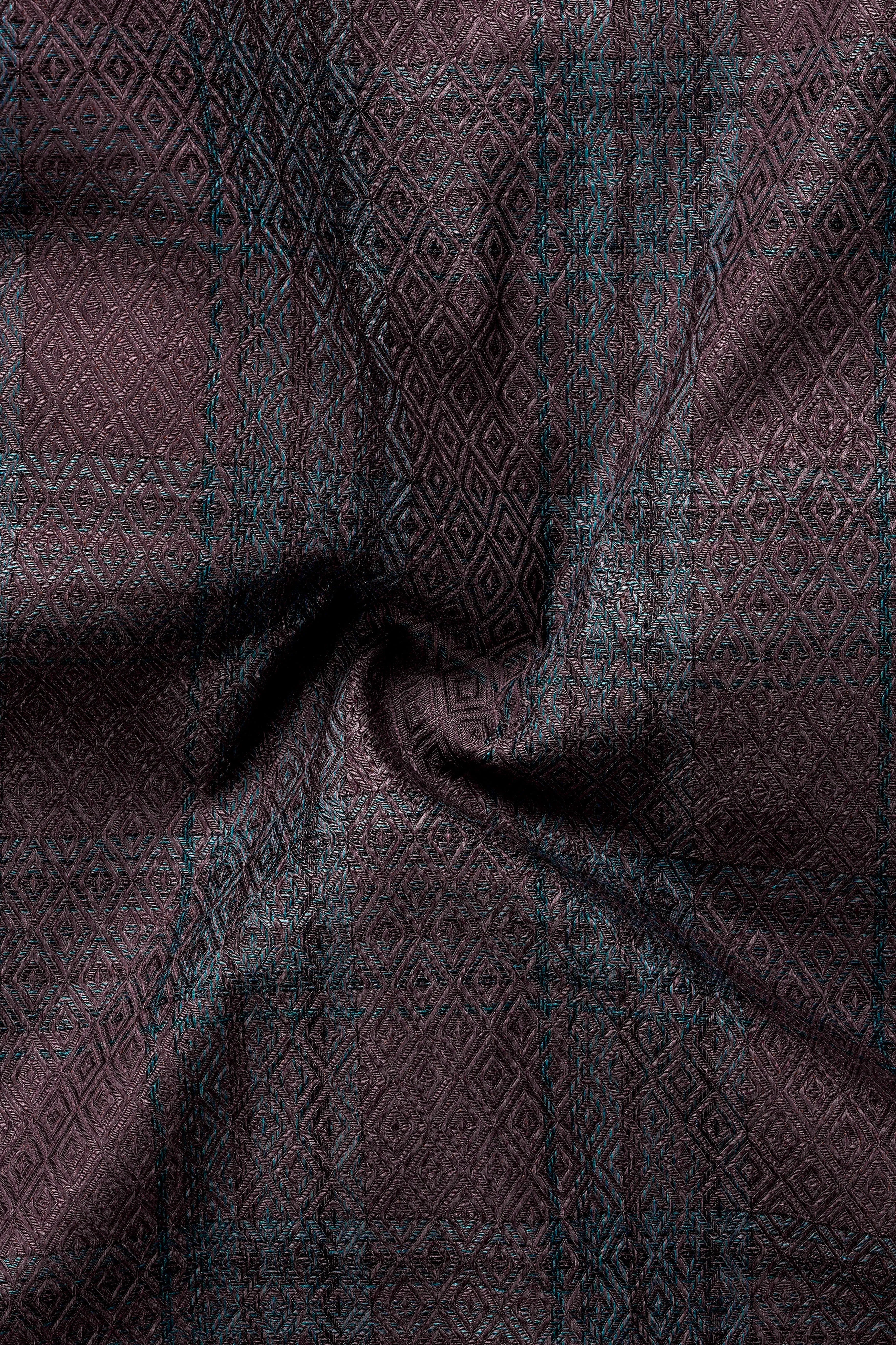 Majestic-Emperor Wine Plaid Jacquard Textured Premium Cotton Dress Shirt sold by French Crown product image thumbnail 2