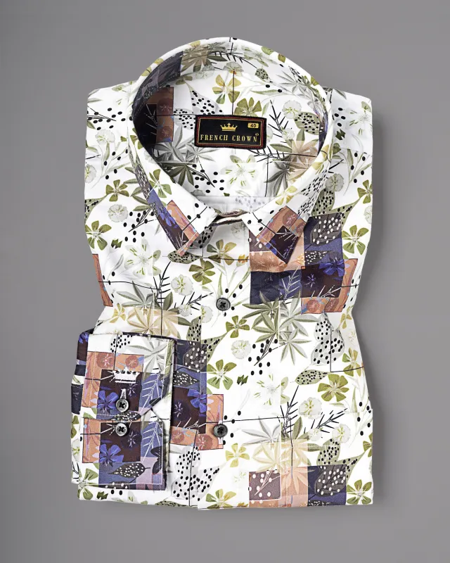 Multicolour Leaves Printed Premium Cotton Shirt sold by French Crown
