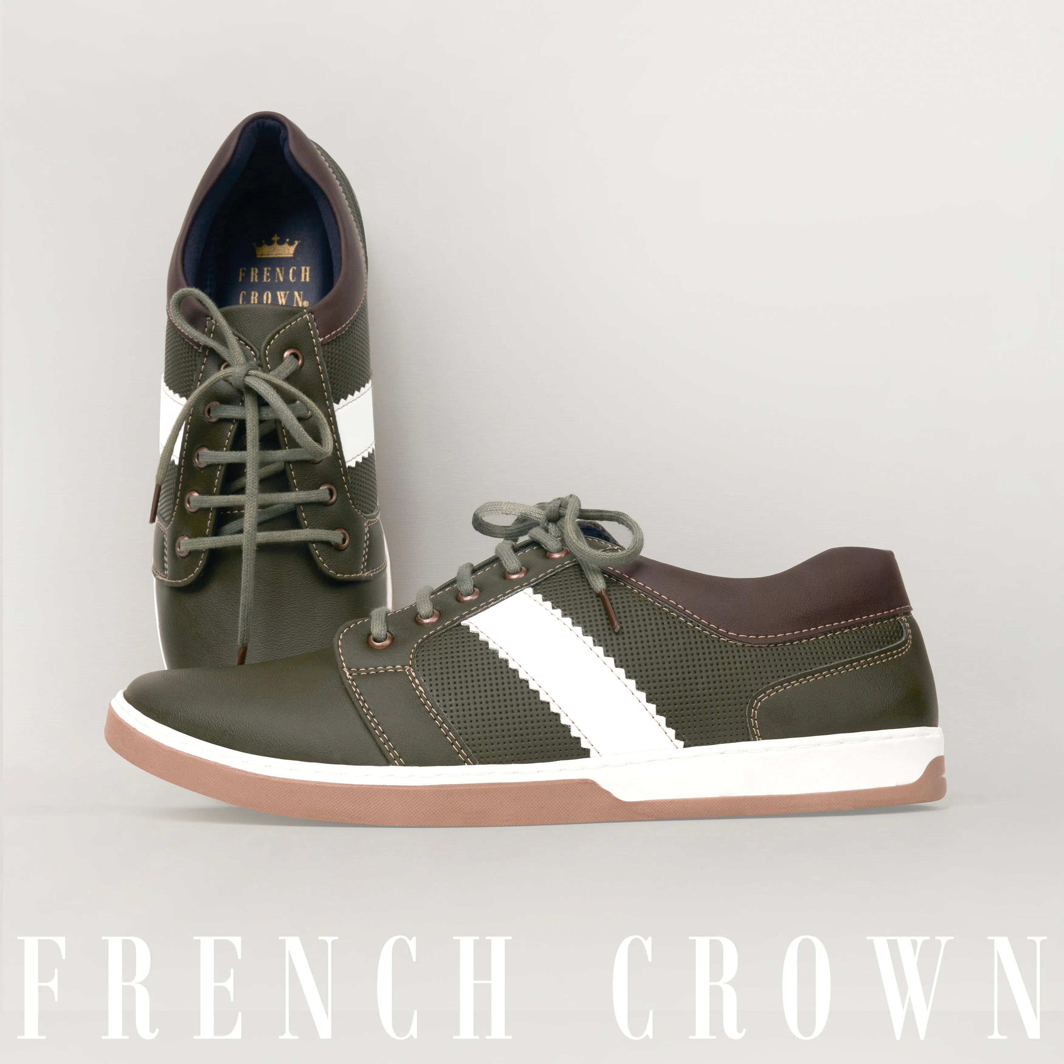 Dark Green Vegan Leather Derby Shoes sold by French Crown