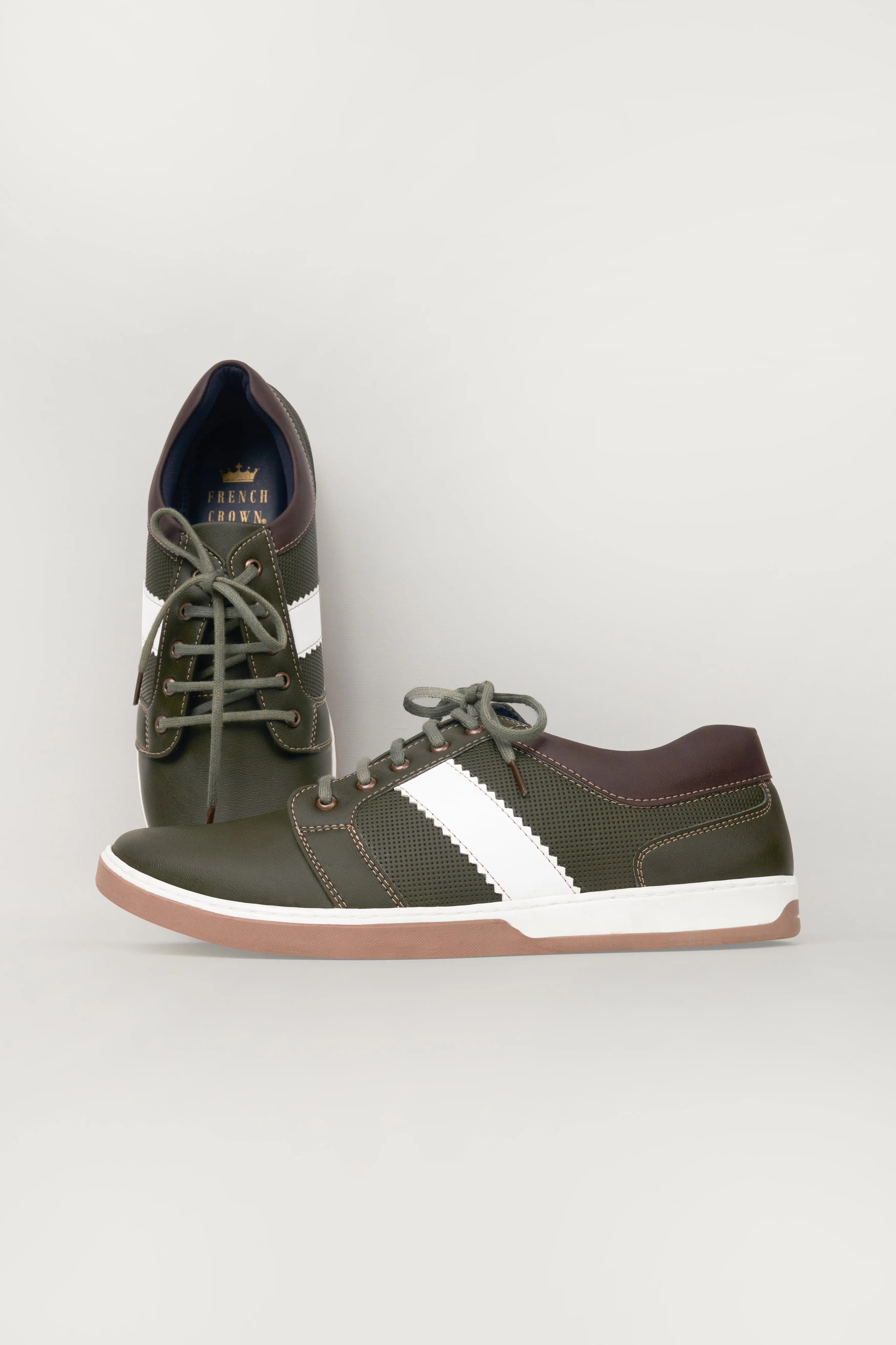 Dark Green Vegan Leather Derby Shoes sold by French Crown product image thumbnail 2