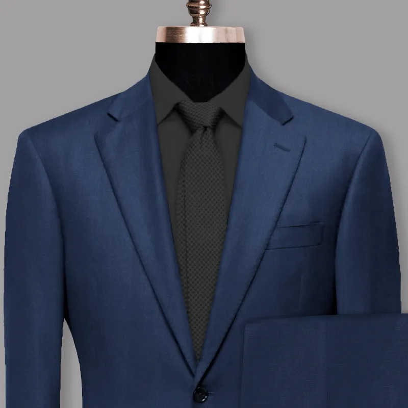 Blue Subtle Sheen Patch Pockets Performance Suit made by French Crown