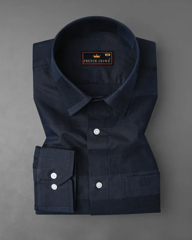 Tangaroa Blue Thick Striped Dobby Textured Premium Giza Cotton Shirt sold by French Crown