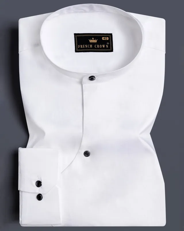 Bright White Subtle Sheen Super Soft Premium Cotton Designer Shirt sold by French Crown