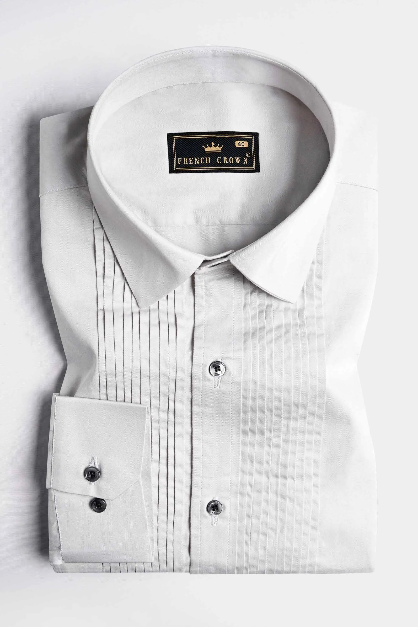 Gainsboro Gray Subtle Sheen Super Soft Premium Cotton Tuxedo Shirt sold by French Crown product image thumbnail 2