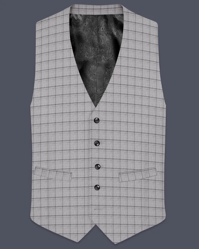 Boulder Gray Checkered Wool Rich Waistcoat sold by French Crown