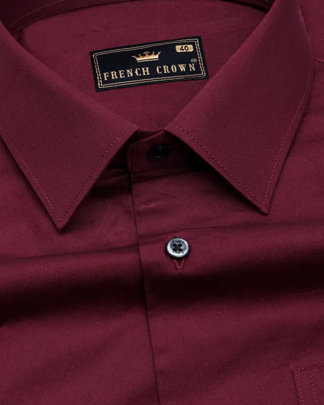 Crater Maroon Subtle Sheen Super Soft Premium Cotton Shirt sold by French Crown