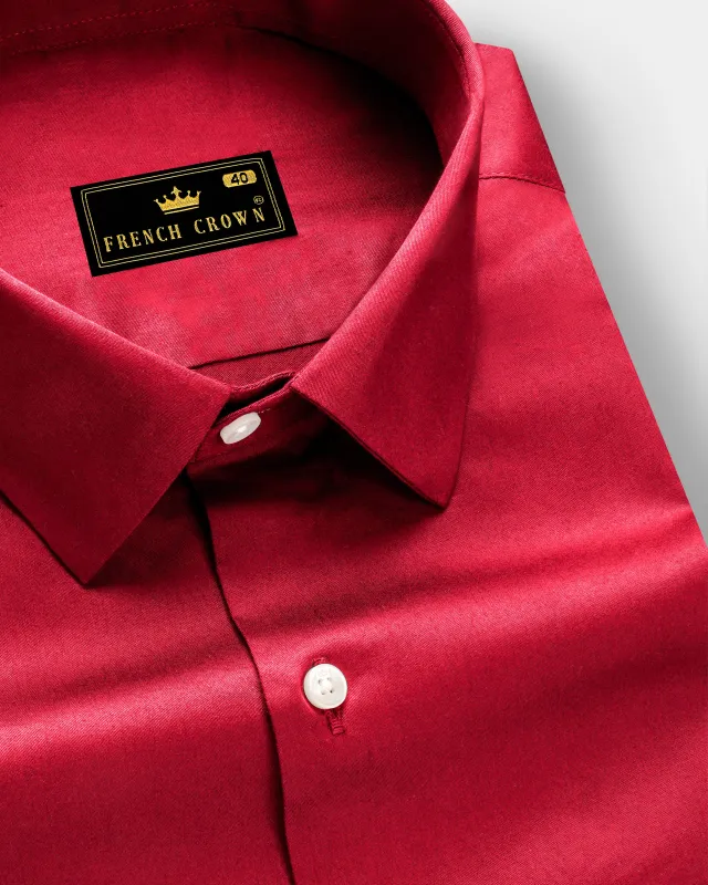 Venetian Rouge-Cardinal Red Subtle Sheen Super Soft Premium Cotton Dress Shirt made by French Crown