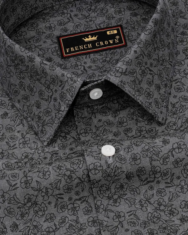 Pabbey Gray with Black Ditsy Printed Chambray Shirt sold by French Crown