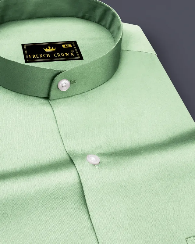 Verdoro-Oxley Green Subtle Sheen Super Soft Premium Cotton Mandarin Shirt sold by French Crown