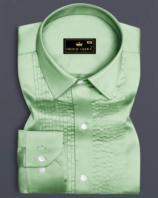 Verdoro-Oxley Green Subtle Sheen Super Soft Premium Cotton Tuxedo Shirt sold by French Crown