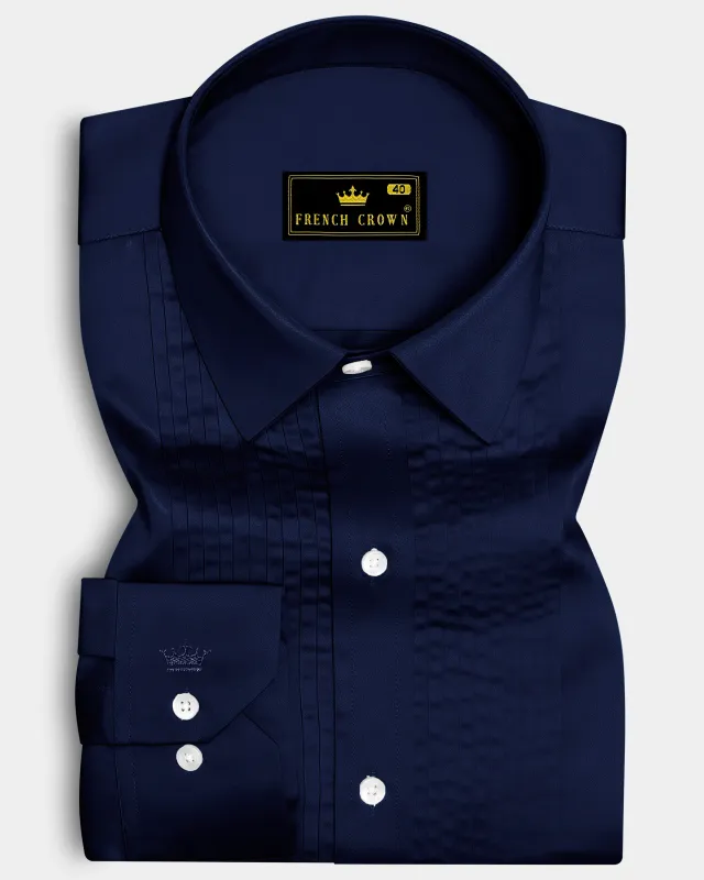 Bluvoro-Mirage Blue Subtle Sheen Super Soft Premium Cotton Tuxedo Shirt sold by French Crown