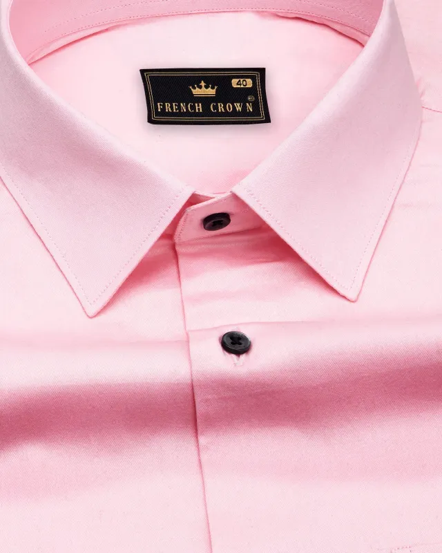 Pastel Pink Subtle Sheen Super Soft Premium Cotton Shirt sold by French Crown