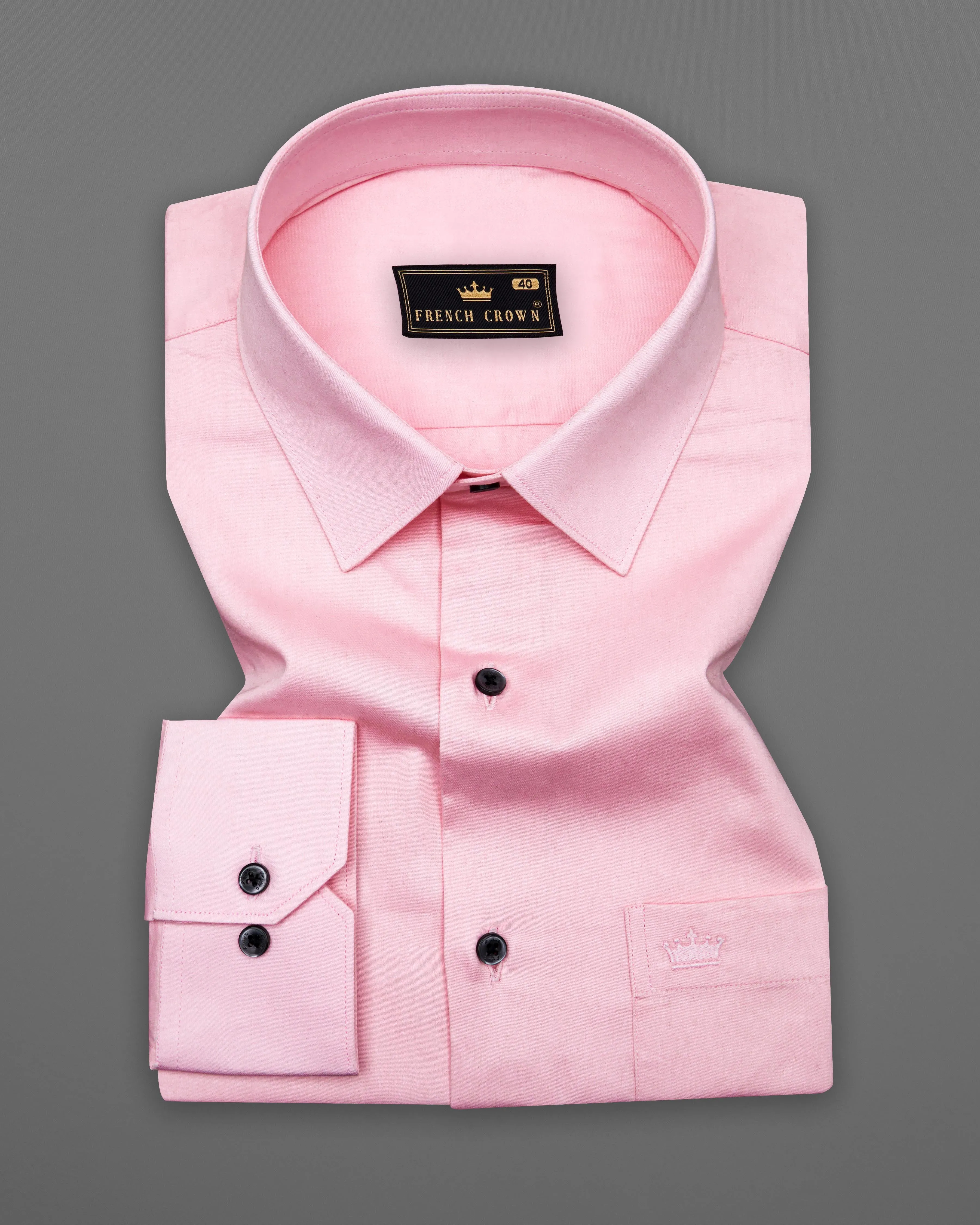 Pastel Pink Subtle Sheen Super Soft Premium Cotton Shirt sold by French Crown product image thumbnail 3