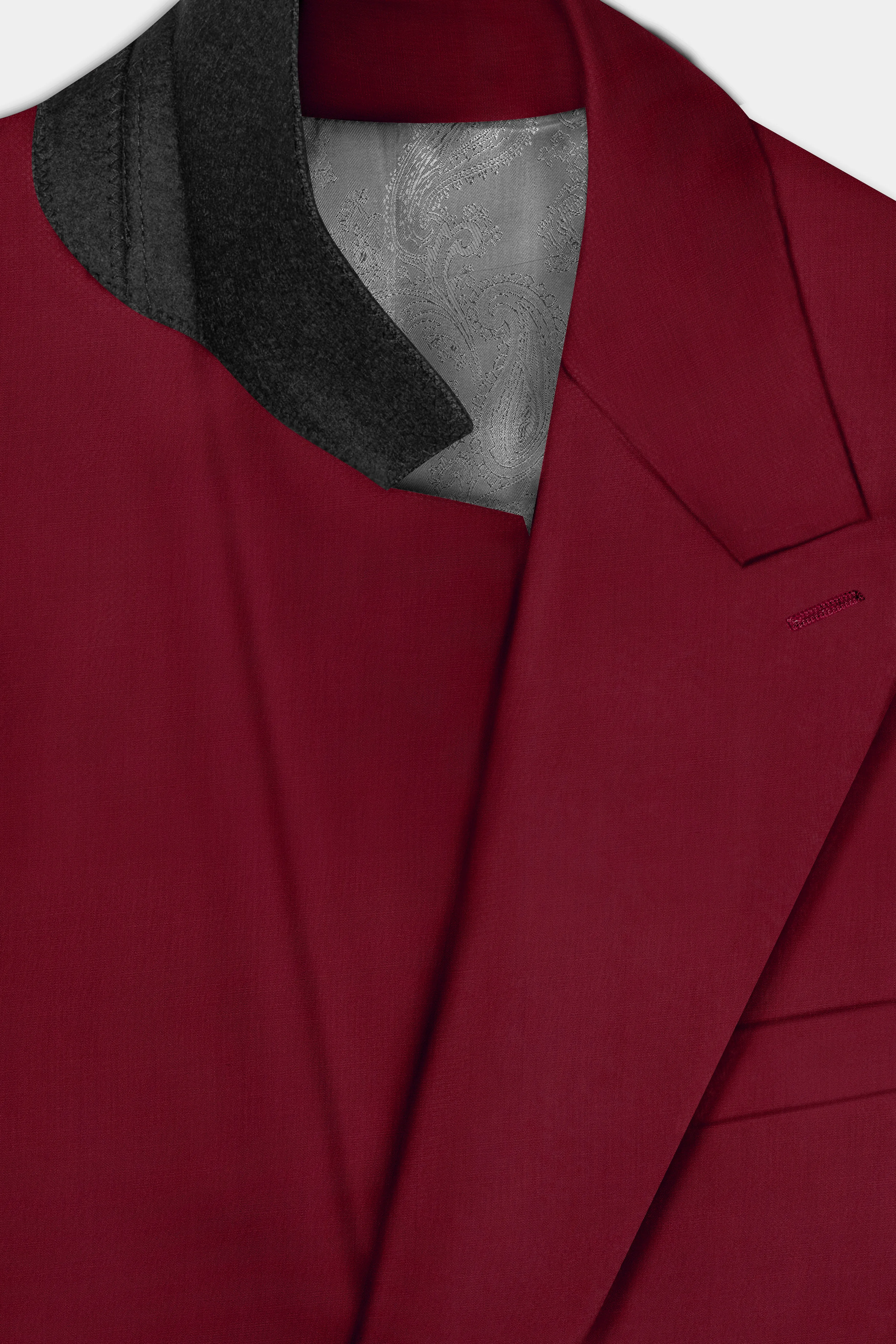 CrimsonAce-Cherry Red Solid Wool Rich Double Breasted Slight Stretch Blazer sold by French Crown product image thumbnail 5