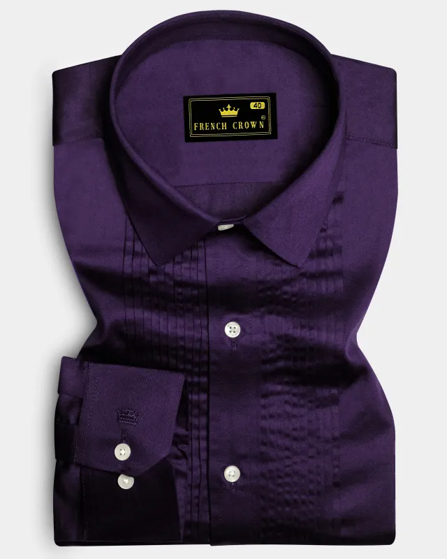 Violet-Grape Purple Subtle Sheen Super Soft Premium Cotton Dress Tuxedo Shirt sold by French Crown