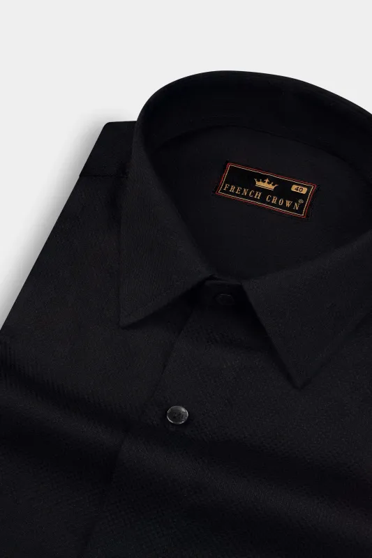 Jade Black Dobby Textured Premium Giza Cotton Shirt sold by French Crown