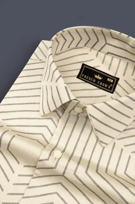 Spanish Cream Printed Subtle Sheen Super Soft Premium Cotton Designer Shirt sold by French Crown