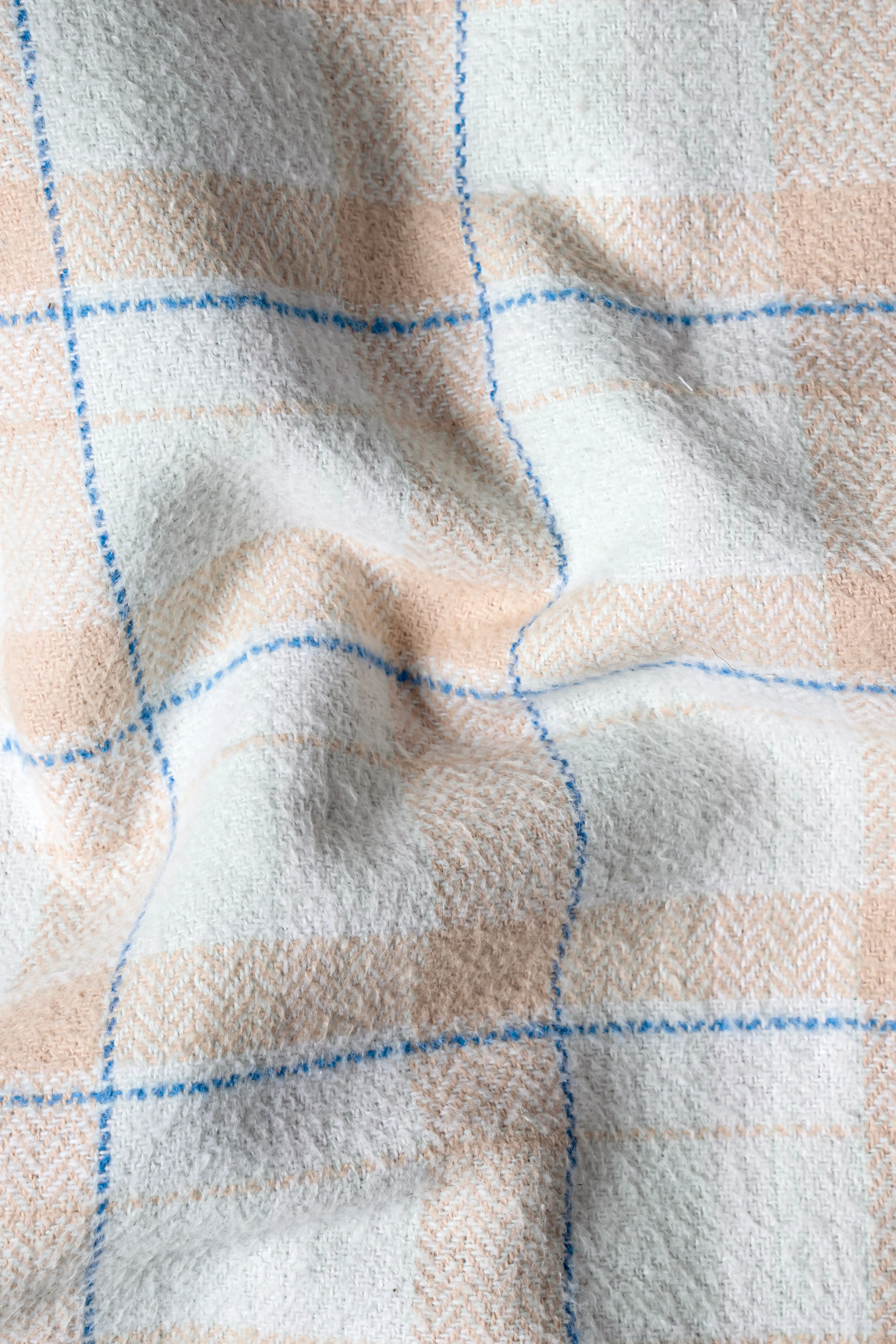 Bright White and Cashmere Peach Plaid Cotton Designer Overcoat sold by French Crown product image thumbnail 3