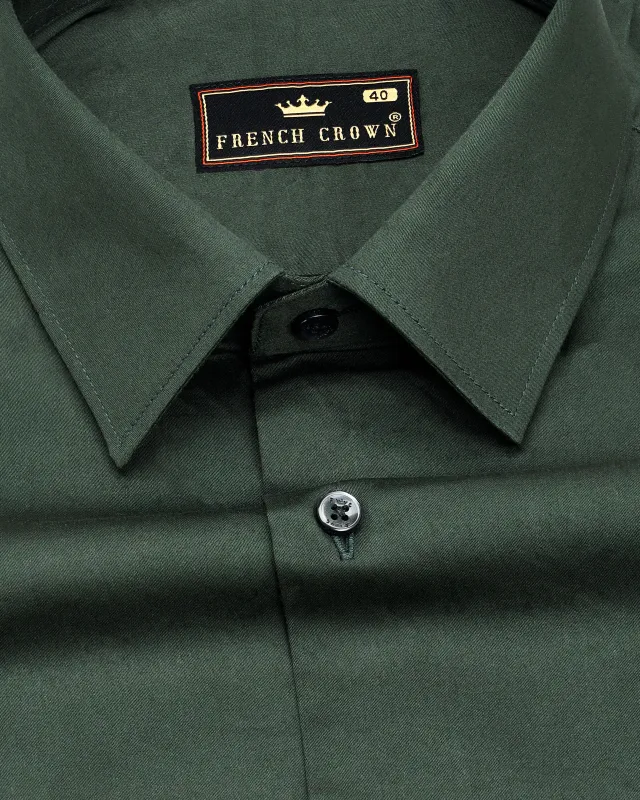 Timber Green Subtle Sheen Super Soft Premium Cotton Shirt sold by French Crown