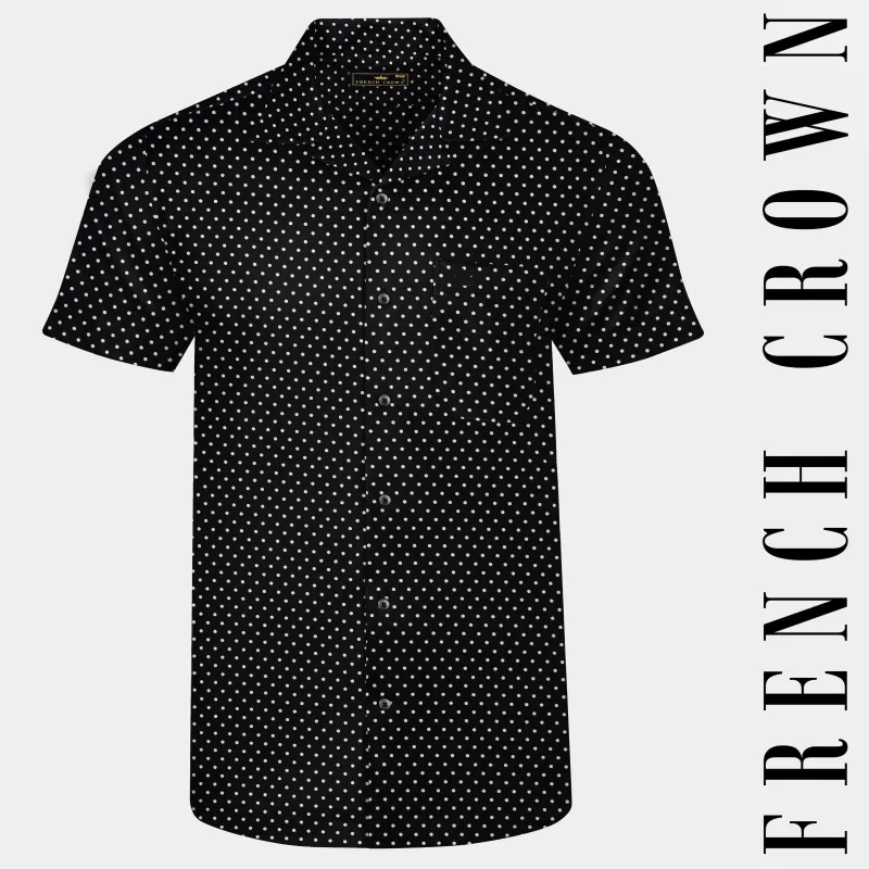 Jade Black Polka Printed Super Soft Premium Cotton Shirt sold by French Crown